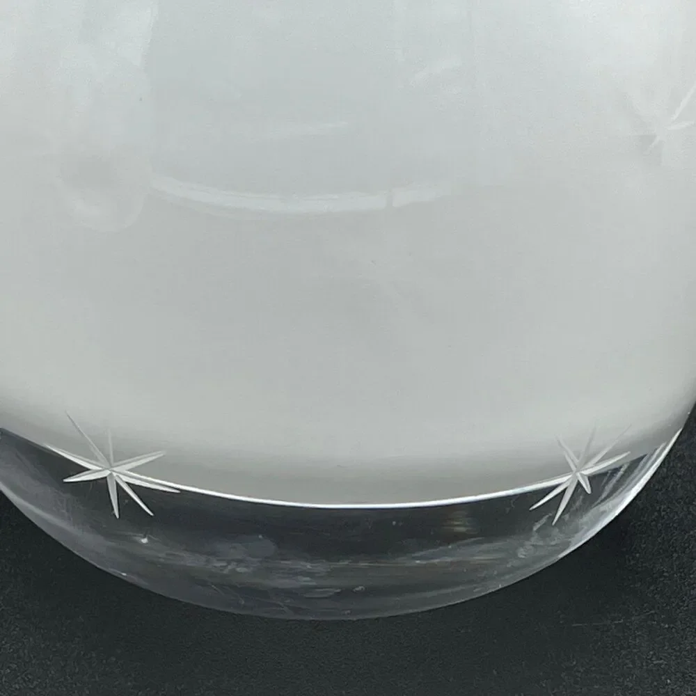 Crate & Barrel White Starburst Etched Glass Votive Candle Holder Poland MCM